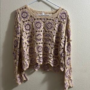 Crochet Lace Long Sleeve Top
